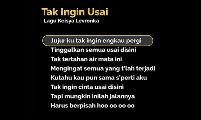 lirik lagu tak ingin usai